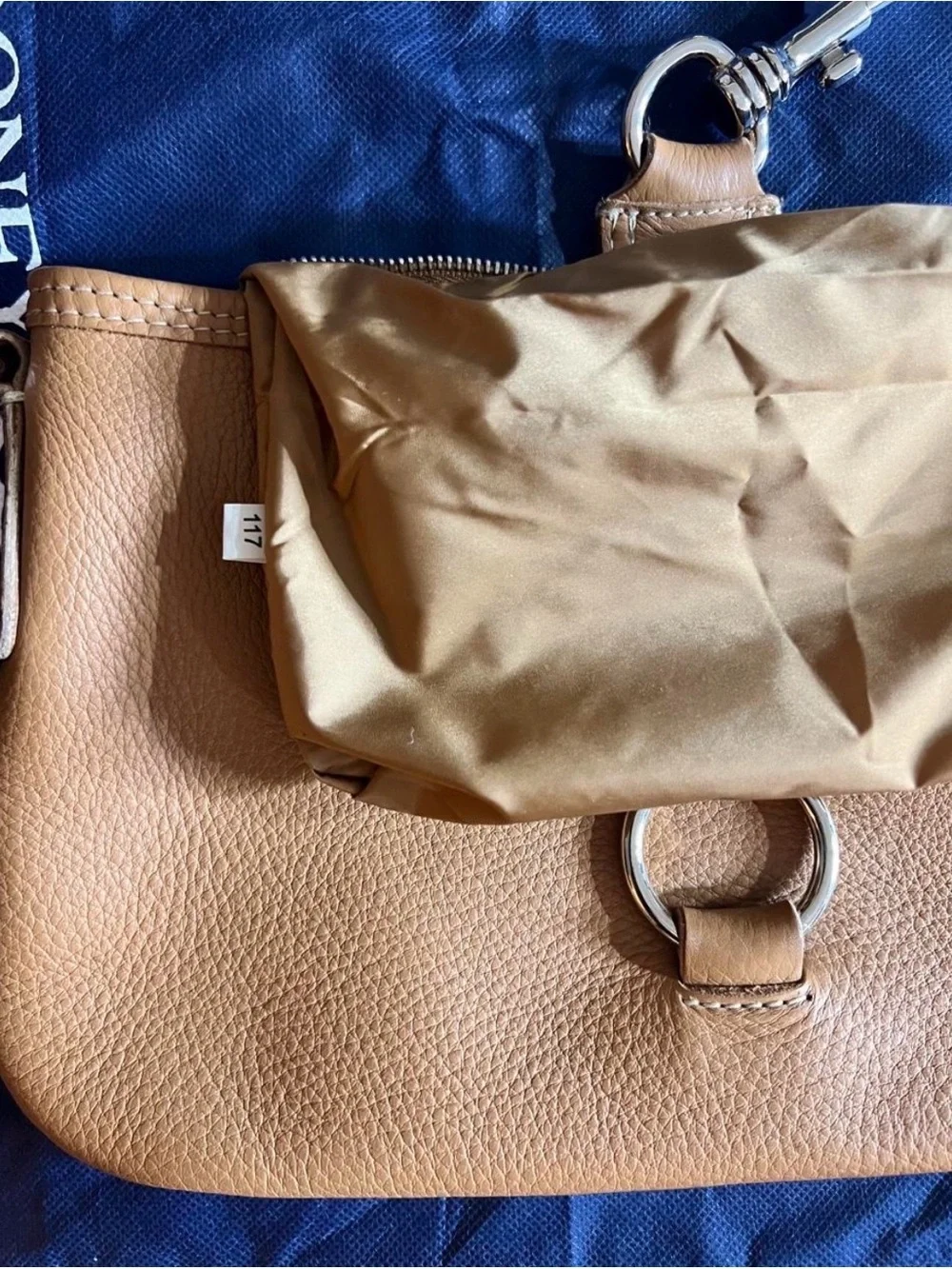 Miu Miu Beige Leather Shoulder Bag with Silver Ring